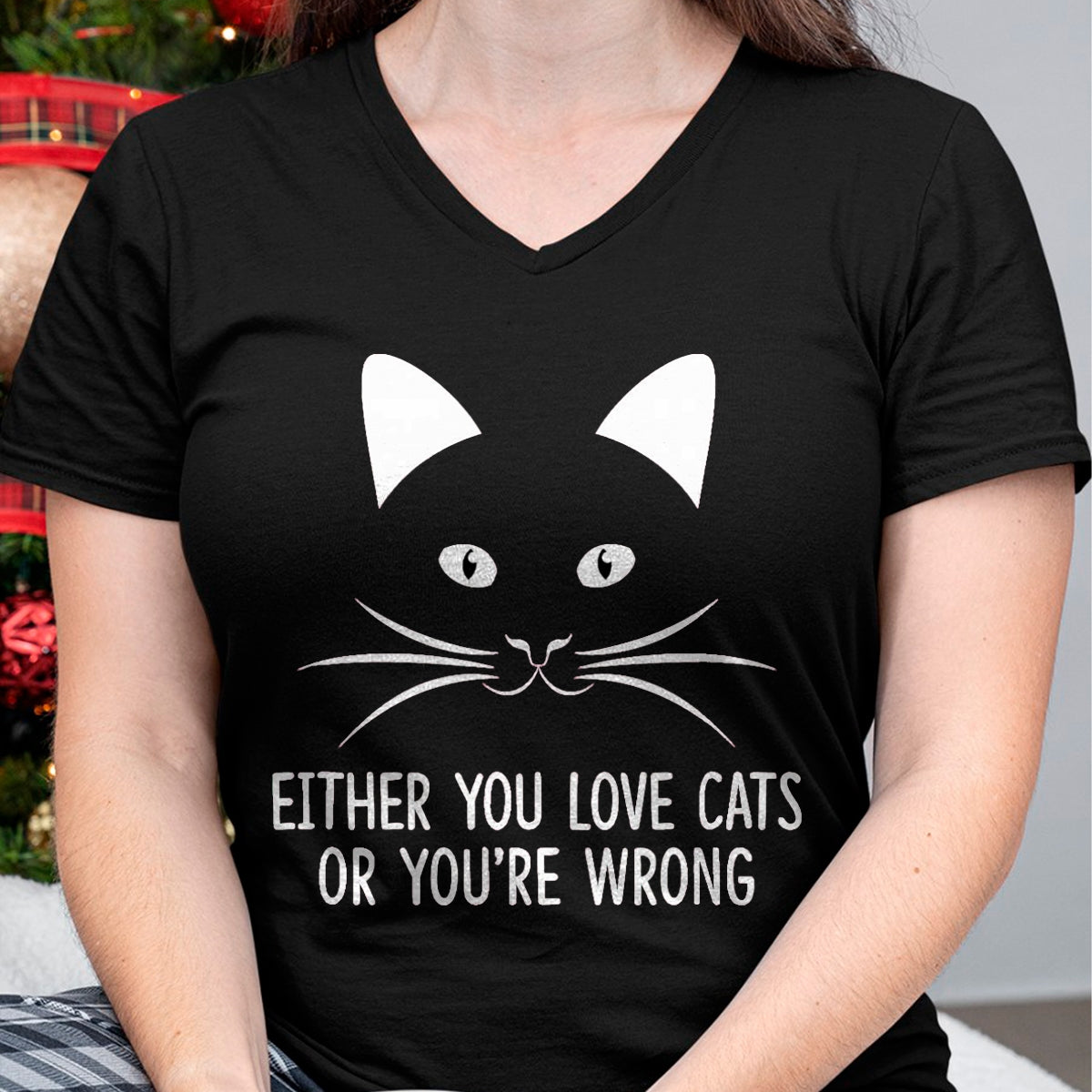 Cat Love Shirt, Funny Cat Lover Gift UnisexT-Shirt/Hoodie/Sweatshirt HLT00 - Either You Love Cats Or You_re Wrong - T-Shirt, Men, Navy Blue, 3X-Large
