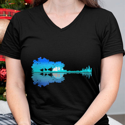 Guitar Lover Shirt, Funny Guitar UnisexT-Shirt/Hoodie/Sweatshirt HLT00 - Guitar Lake Shadow Love Guitar Musician T-Shirt (1)