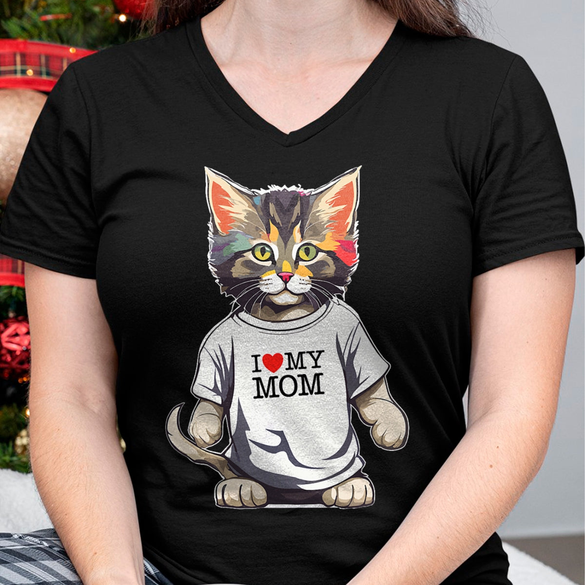 Cat Love Shirt, Funny Cat Lover Gift UnisexT-Shirt/Hoodie/Sweatshirt HLT00 - Cute Cat In I Love My Mom Shirt For Best Cat_s Mom Ever T-Shirt