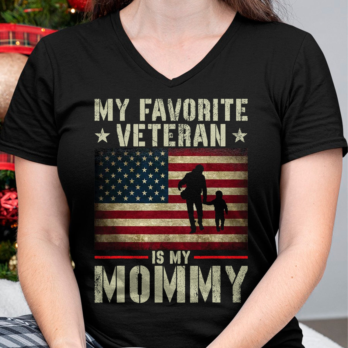 Proud Veteran Shirt, Funny Veteran UnisexT-Shirt/Hoodie/Sweatshirt HLT00 - My Favorite Veteran is My Mommy American Flag Veteran Day Women Kids Men T-Shirt