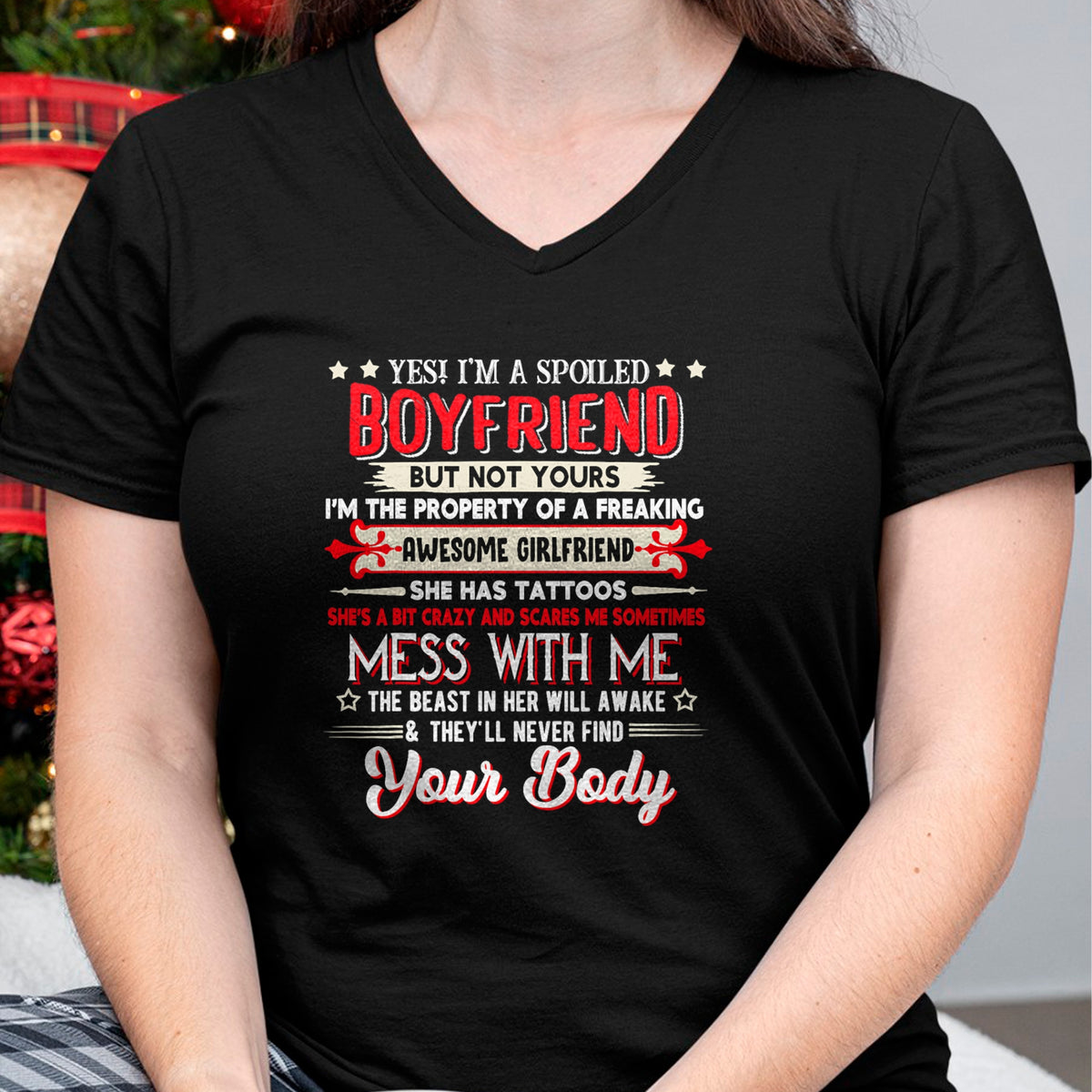 Best Wife Shirt, Wife and Husband Unisex T-Shirt/Hoodie/Sweatshirt HLT00 - Yes I'm A Spoiled Boyfriend Property Of Awesome Girlfriend T-Shirt