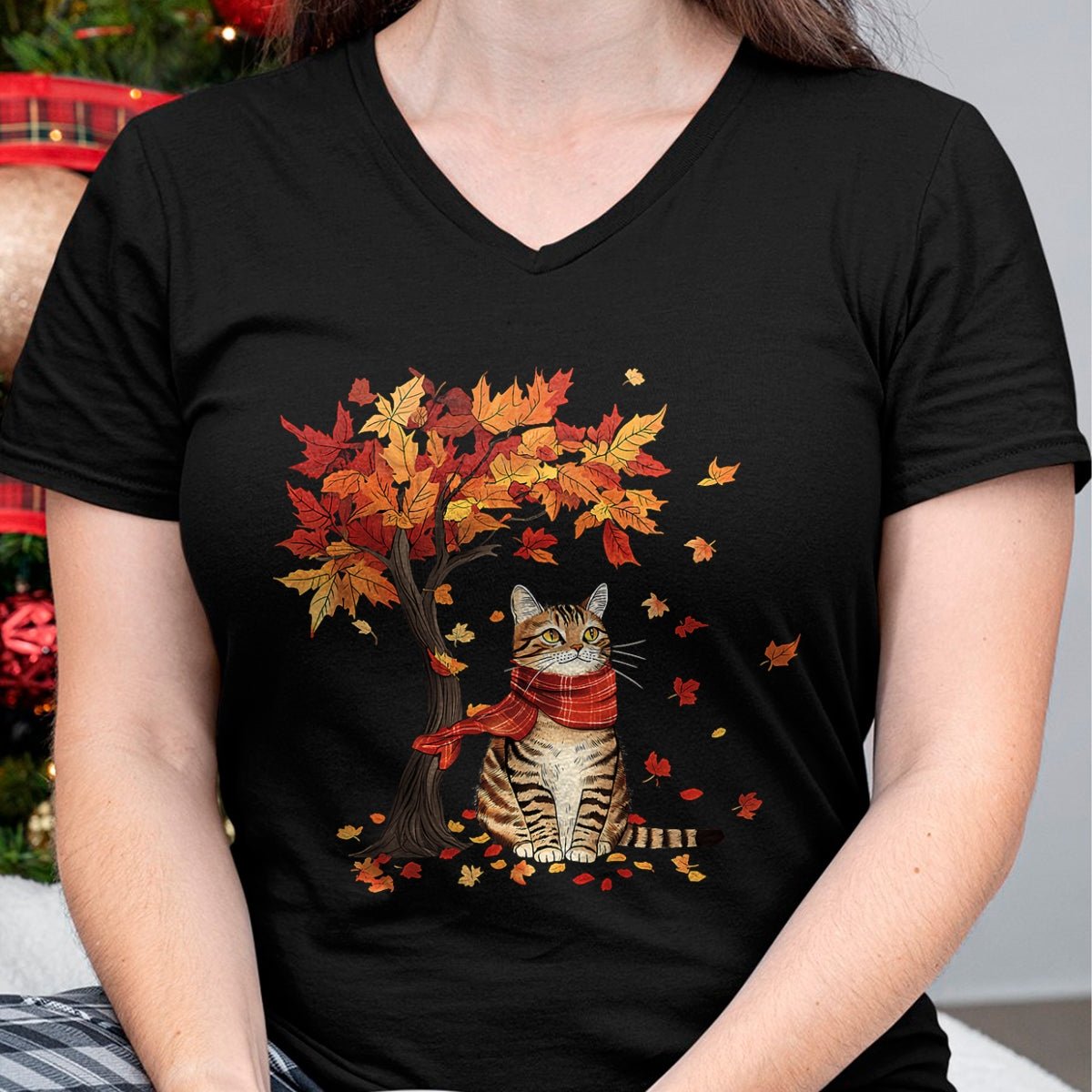 Cat Love Shirt, Funny Cat Lover Gift UnisexT-Shirt/Hoodie/Sweatshirt HLT00 - Cat Leaf Fall Tree Hello Autumn Thanksgiving It_s Fall Y_all T-Shirt
