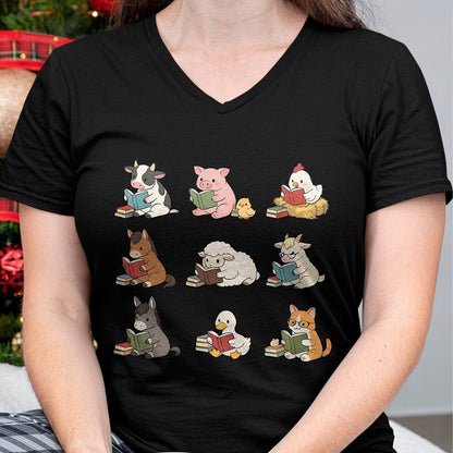Best Teacher Shirt, Funny Teacher UnisexT-Shirt/Hoodie/Sweatshirt HLT00 - Cute Farm Animal Reading Book Bookish Reader Teacher Library T-Shirt