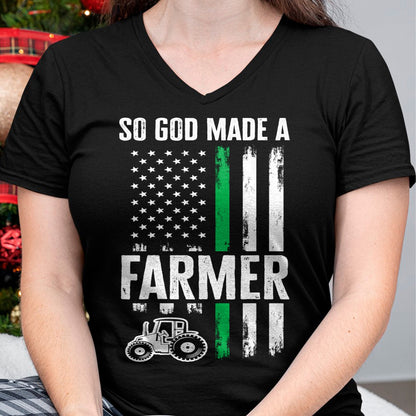 Best Farmer Life Shirt, Funny Farmer UnisexT-Shirt/Hoodie/Sweatshirt HLT00 - Patriotic American Flag Tractor So God Made A Farmer Long Sleeve T-Shirt