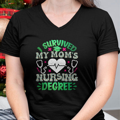 Funny Nurse Shirt, Nurse Unisex T-Shirt/Hoodie/Sweatshirt HLT00 - I Survived My Moms Nursing Degree Nursing Kids Graduation T-Shirt