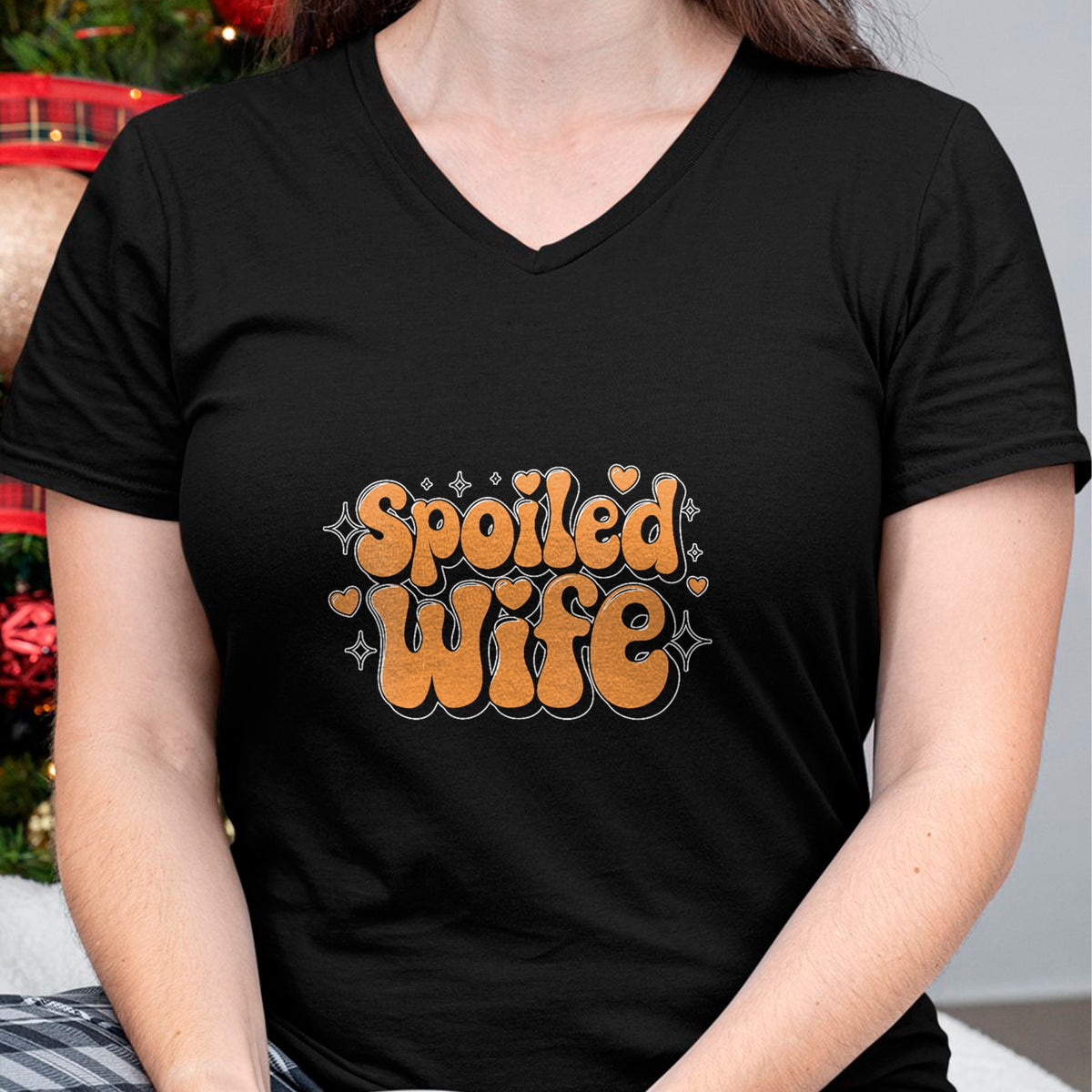 Best Wife Shirt, Wife and Husband Unisex T-Shirt/Hoodie/Sweatshirt HLT00 - Gift for wife T shirt, spoiled wife   Womens Spoiled Wife V-Neck T-Shirt