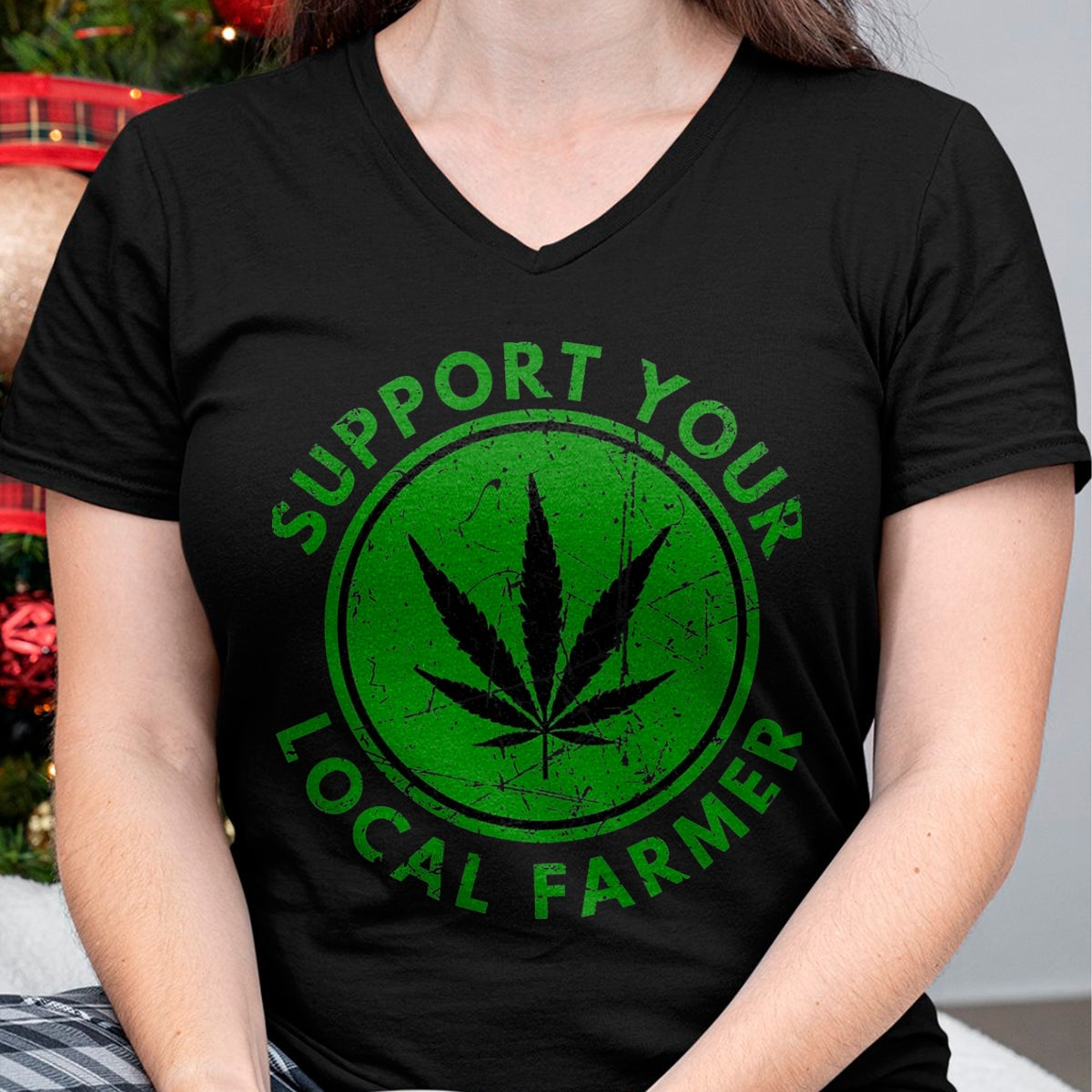 Best Farmer Life Shirt, Funny Farmer UnisexT-Shirt/Hoodie/Sweatshirt HLT00 - Marijuana Support Your Local Farmer Cannabis Weed Green T-Shirt, Men, Black, 3X-Large