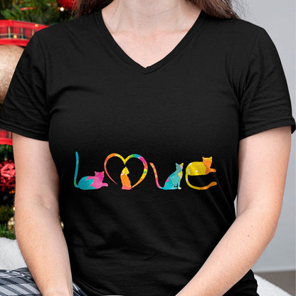 Cat Love Shirt, Funny Cat Lover Gift UnisexT-Shirt/Hoodie/Sweatshirt HLT00 - Love Cats Colorful Watercolor Decoration Cute Cat Toy T-Shirt