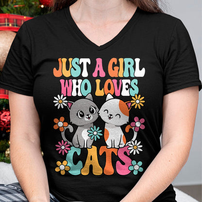 Cat Love Shirt, Funny Cat Lover Gift UnisexT-Shirt/Hoodie/Sweatshirt HLT00 - Just A Girl Who Loves Cats Cute Cat Lover Kitten Girls Kids T-Shirt