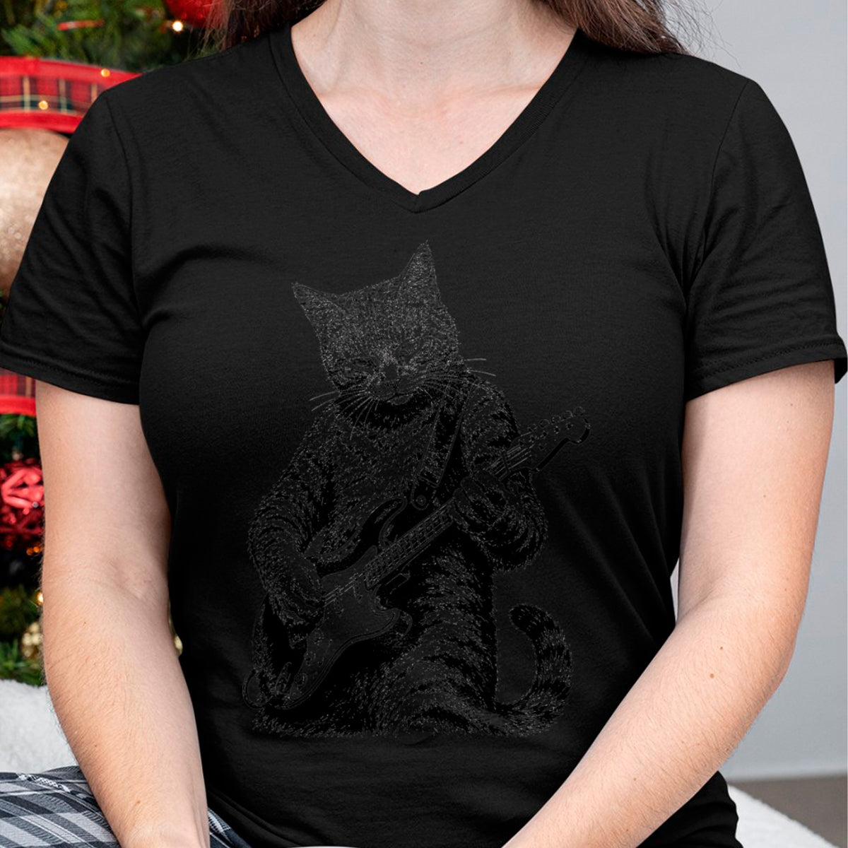 Guitar Lover Shirt, Funny Guitar UnisexT-Shirt/Hoodie/Sweatshirt HLT00 - Cat Playing Guitar Rock n Roll Guitar Player Kitten T-Shirt