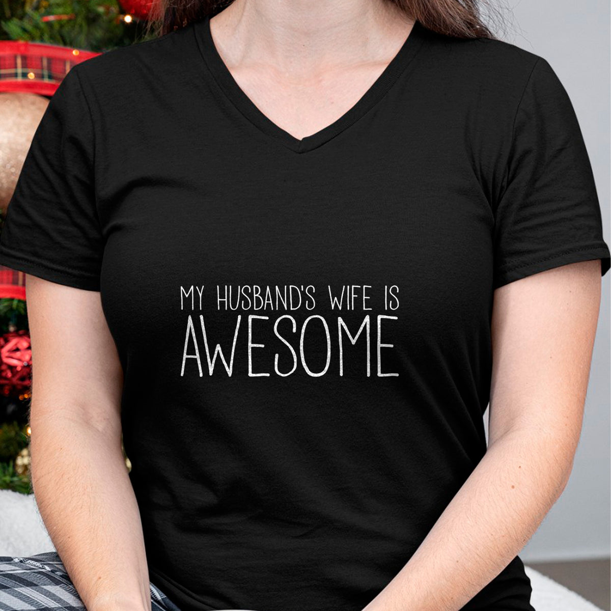 Best Wife Shirt, Wife and Husband Unisex T-Shirt/Hoodie/Sweatshirt HLT00 - My Husband's Wife Is Awesome Long Sleeve T-Shirt