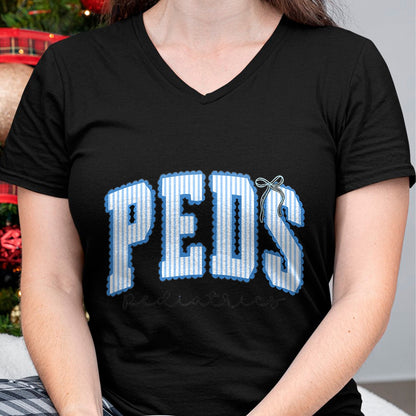Best Doctor Shirt, Funny Doctor UnisexT-Shirt/Hoodie/Sweatshirt HLT00 - Pediatric Nurse PEDS Blue Striped PEDS MA Er ICU Doctor T-Shirt