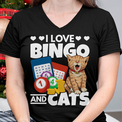 Cat Love Shirt, Funny Cat Lover Gift UnisexT-Shirt/Hoodie/Sweatshirt HLT00 - Cat Lover I Love Bingo and Cats Gambling Bingo Player Bingo T-Shirt
