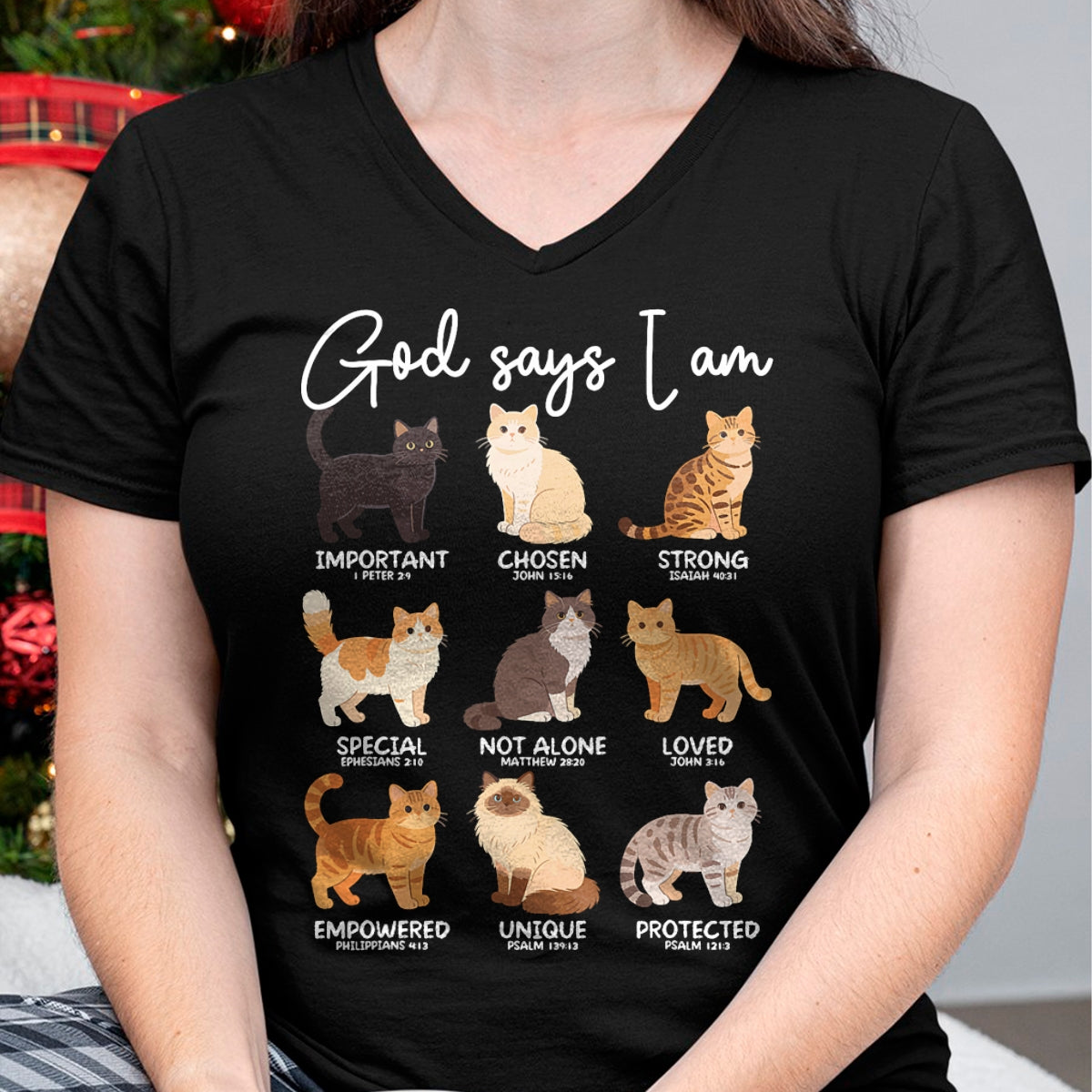 Cat Love Shirt, Funny Cat Lover Gift UnisexT-Shirt/Hoodie/Sweatshirt HLT00 - God Says I Am Bible Verses Christian Scripture Cat T-Shirt