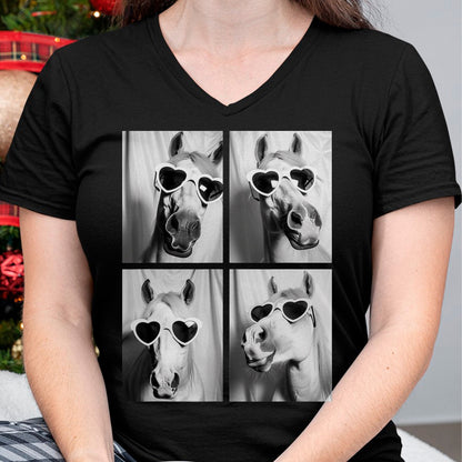 Best Horse Lover Shirt , Funny Horse UnisexT-Shirt/Hoodie/Sweatshirt HLT00 - Cute Horses with Hearts Sunglasses Funny Valentine_s Day T-Shirt