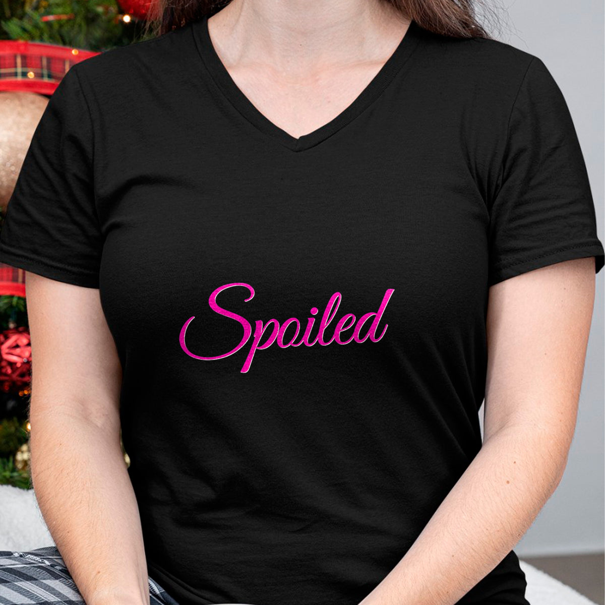 Best Wife Shirt, Wife and Husband Unisex T-Shirt/Hoodie/Sweatshirt HLT00 - Womens Spoiled - Pink Lettering T-Shirt