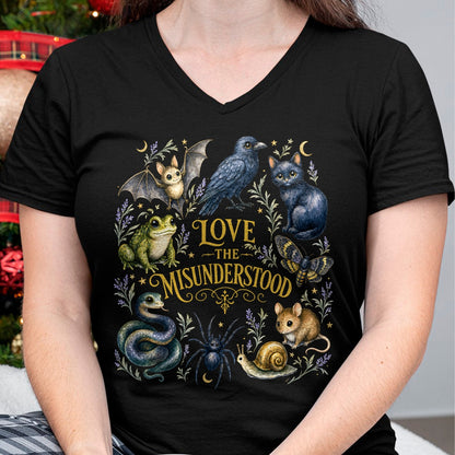 Cat Love Shirt, Funny Cat Lover Gift UnisexT-Shirt/Hoodie/Sweatshirt HLT00 - Love The Misunderstood Bat Raven Cat Snake Spider Moth Frog T-Shirt