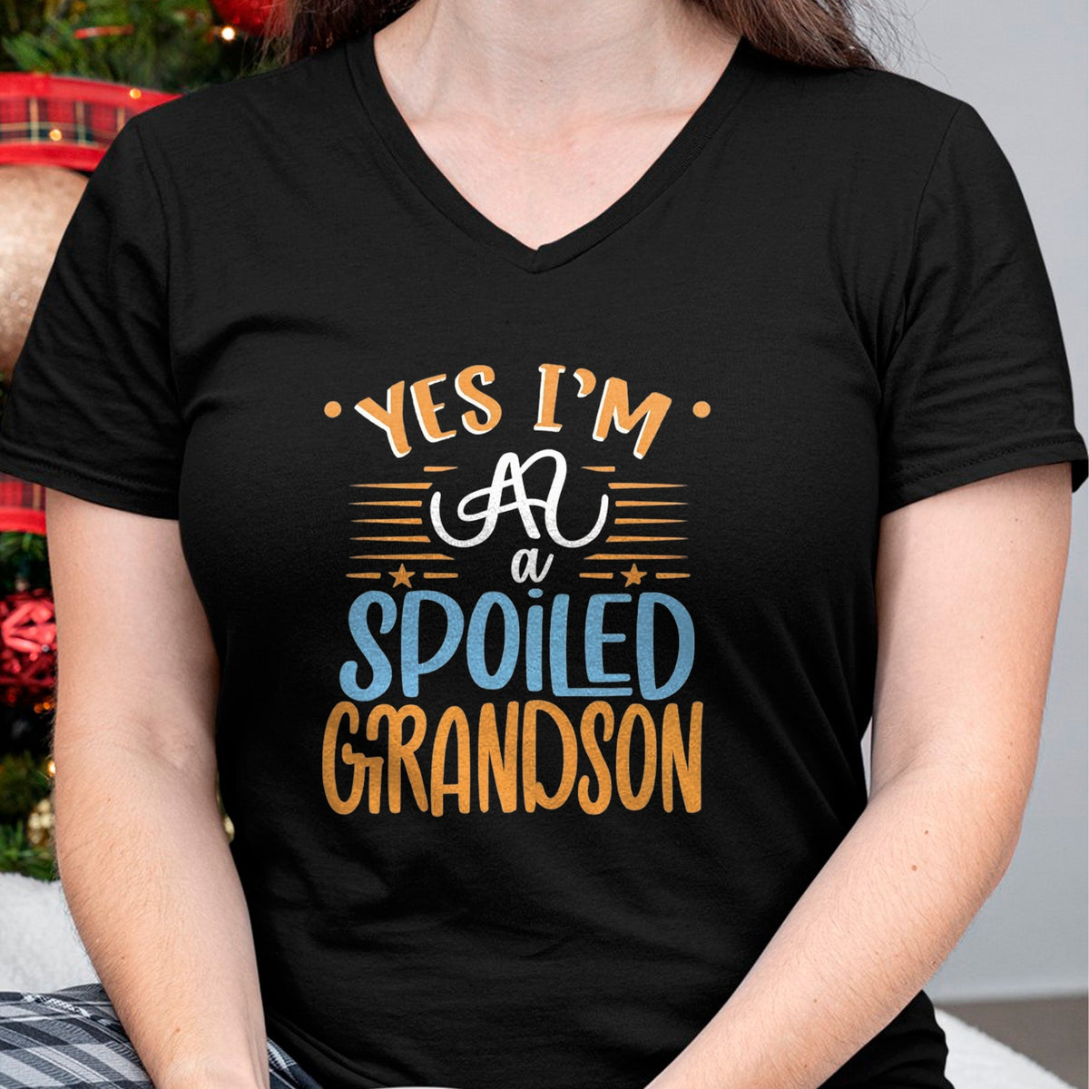 Best Grandma Shirt, Proud Grandma Unisex T-Shirt/Hoodie/Sweatshirt HLT00 - yes I'm a spoiled grandson T-Shirt (5)