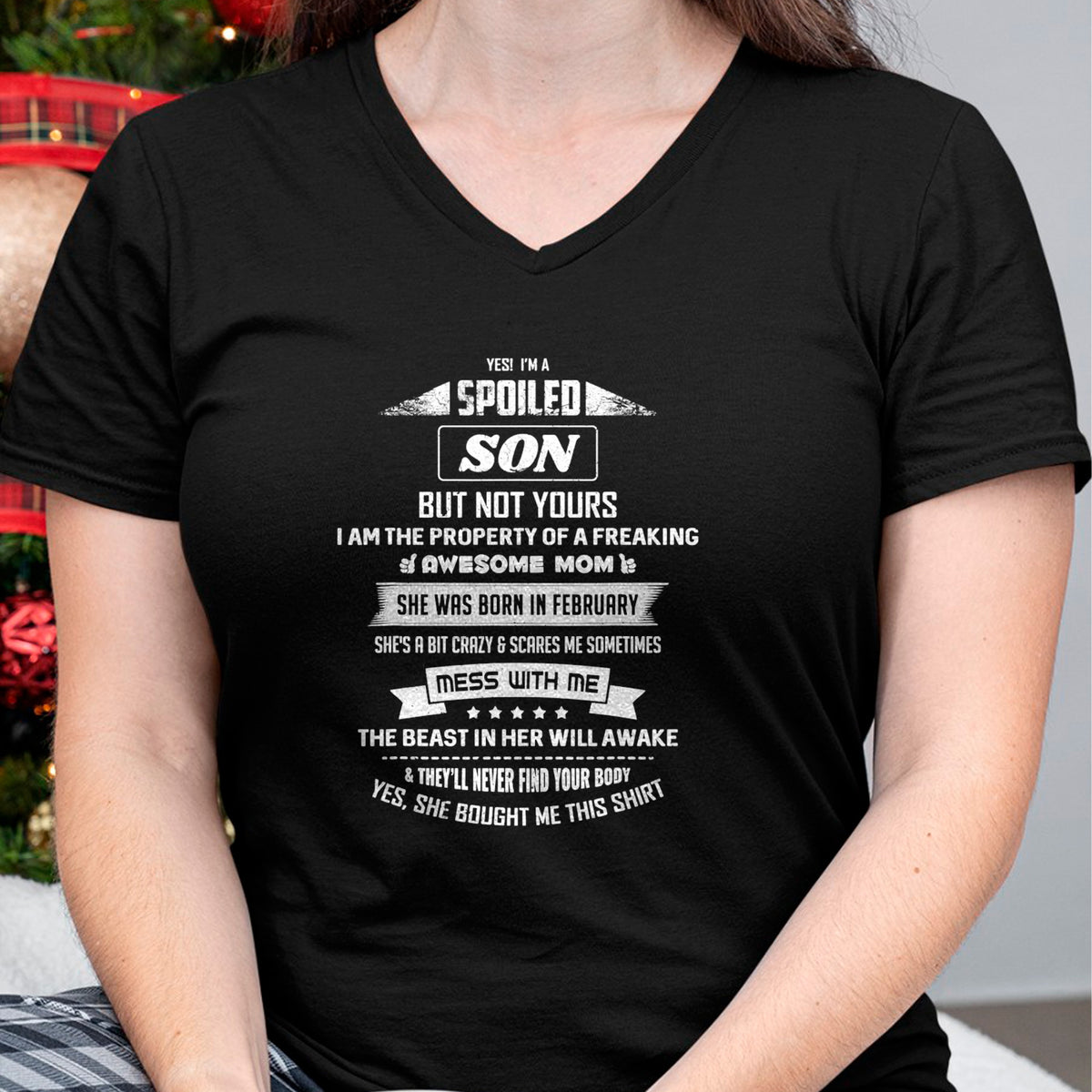 Best Wife Shirt, Wife and Husband Unisex T-Shirt/Hoodie/Sweatshirt HLT00 - Yes I'm Spoiled Son - February Mom Birthday Present T-Shirt (1)