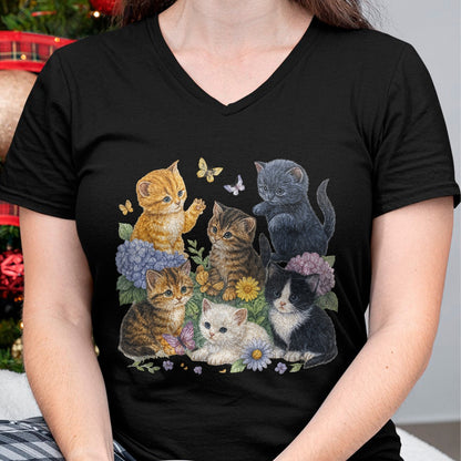 Cat Love Shirt, Funny Cat Lover Gift UnisexT-Shirt/Hoodie/Sweatshirt HLT00 - Cat Flower Floral Cute Kitten Vintage Flowers Art Cat Lover T-Shirt