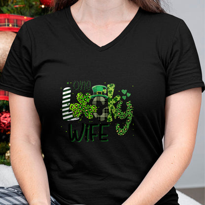 Best Wife Shirt, Wife and Husband Unisex T-Shirt/Hoodie/Sweatshirt HLT00 - Gift for wife T shirt, lucky wife   One Lucky Wife St Patricks Day Mom Mother Shamrock Leopard T-Shi
