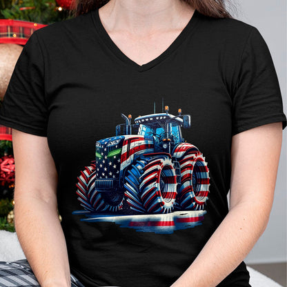 Best Farmer Life Shirt, Funny Farmer UnisexT-Shirt/Hoodie/Sweatshirt HLT00 - Patriotic Tractor American Flag T-Shirt