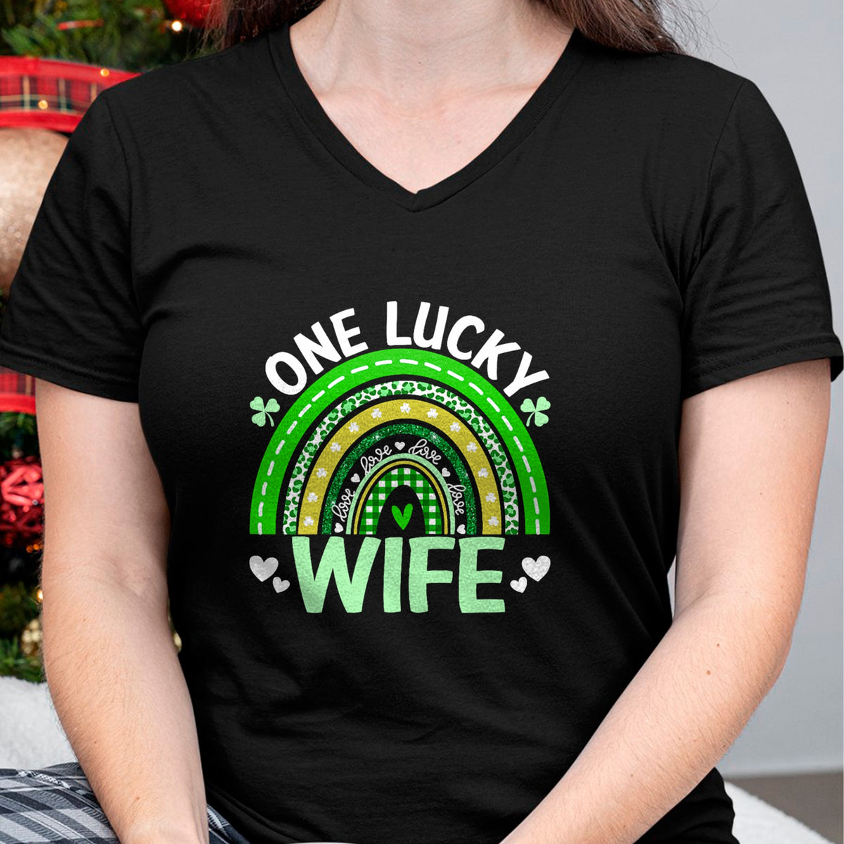 Best Wife Shirt, Wife and Husband Unisex T-Shirt/Hoodie/Sweatshirt HLT00 - Gift for wife T shirt, lucky wife   St Patricks Day Clover One Lucky Wife Rainbow Shamrock T-Shirt