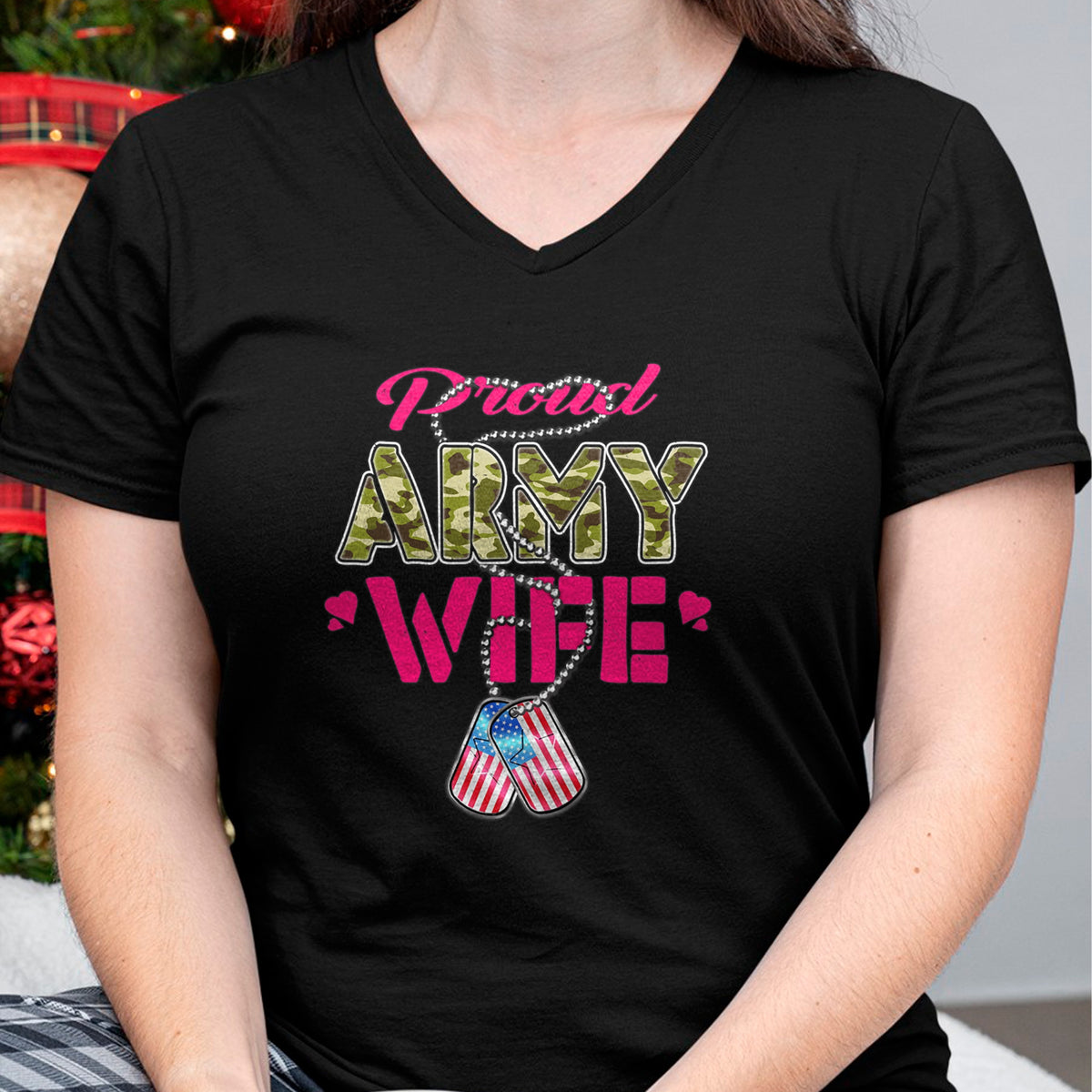 Best Wife Shirt, Wife and Husband Unisex T-Shirt/Hoodie/Sweatshirt HLT00 - Gift for wife T shirt, lucky wife   Proud Army Wife Camo US Flag Dog Tags Pride Military Spouse T-Sh