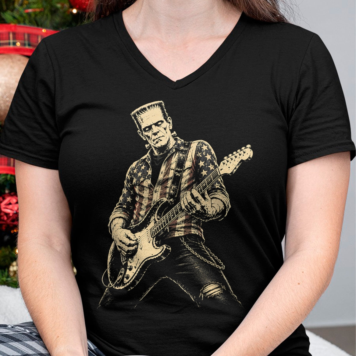 Guitar Lover Shirt, Funny Guitar UnisexT-Shirt/Hoodie/Sweatshirt HLT00 - Guitar Lovers Halloween Horror Frankenstein Playing Guitar T-Shirt