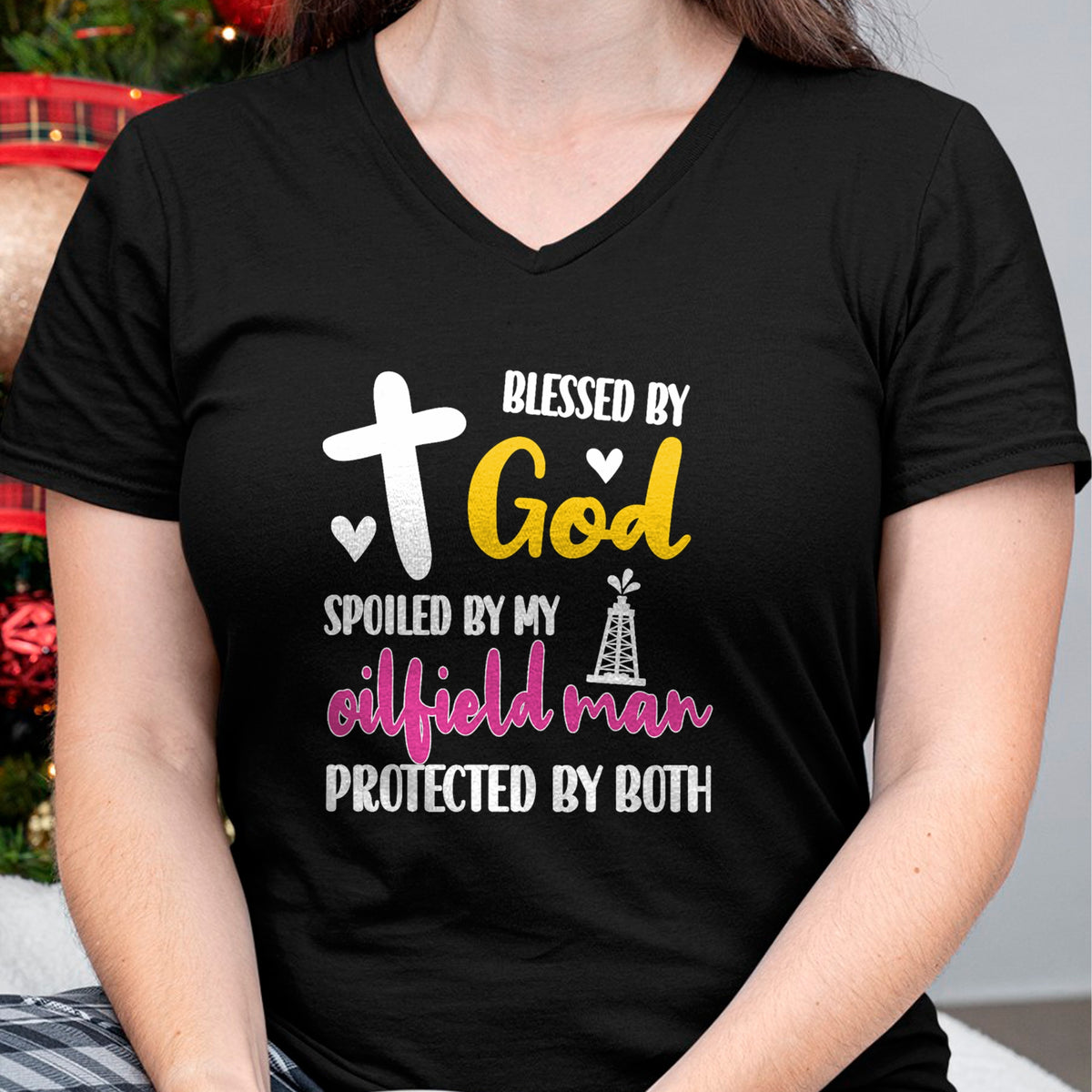 Best Wife Shirt, Wife and Husband Unisex T-Shirt/Hoodie/Sweatshirt HLT00 - Spoiled By My Oilfield Man  Husband Oilfield Worker Wife T-Shirt