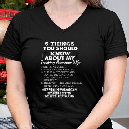Best Wife Shirt, Wife and Husband Unisex T-Shirt/Hoodie/Sweatshirt HLT00 - Awesome 5 Things You Should Know About My Freaking Wife T-Shirt