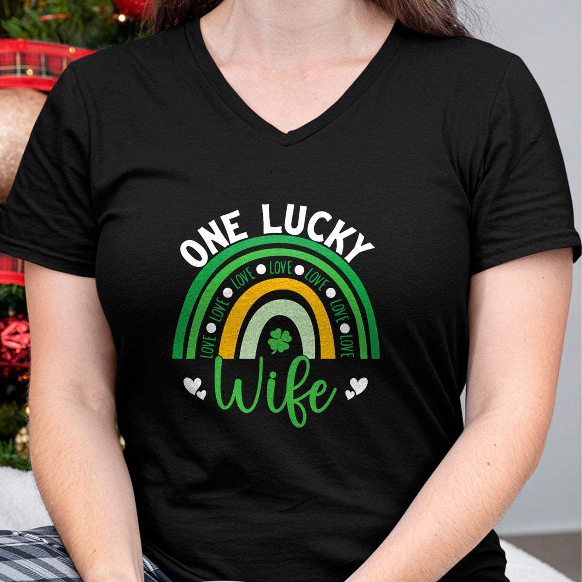 Best Wife Shirt, Wife and Husband Unisex T-Shirt/Hoodie/Sweatshirt HLT00 - Gift for wife T shirt, lucky wife   One Lucky Wife Boho Rainbow Irish Saint Patrick's Day T-Shirt