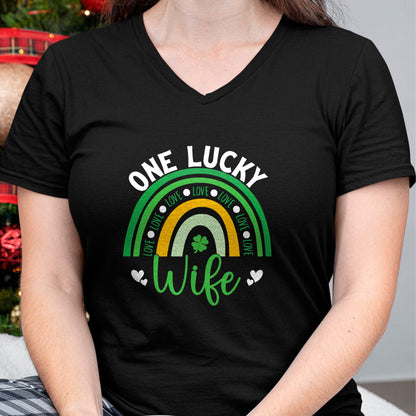 Best Wife Shirt, Wife and Husband Unisex T-Shirt/Hoodie/Sweatshirt HLT00 - Gift for wife T shirt, lucky wife   One Lucky Wife Boho Rainbow Irish Saint Patrick's Day T-Shirt