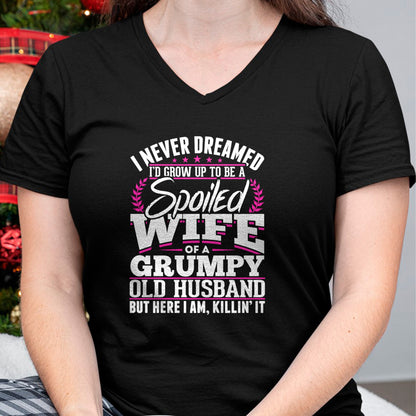 Best Wife Shirt, Wife and Husband Unisex T-Shirt/Hoodie/Sweatshirt HLT00 - Gift for wife T shirt, spoiled wife   Grumpy Old Husband Spoiled Wife Of A Grumpy Old Husband Long S (1)