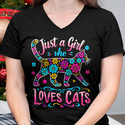 Cat Love Shirt, Funny Cat Lover Gift UnisexT-Shirt/Hoodie/Sweatshirt HLT00 - Cat Cute Just A Girl Who Loves Cats T-Shirt (1)