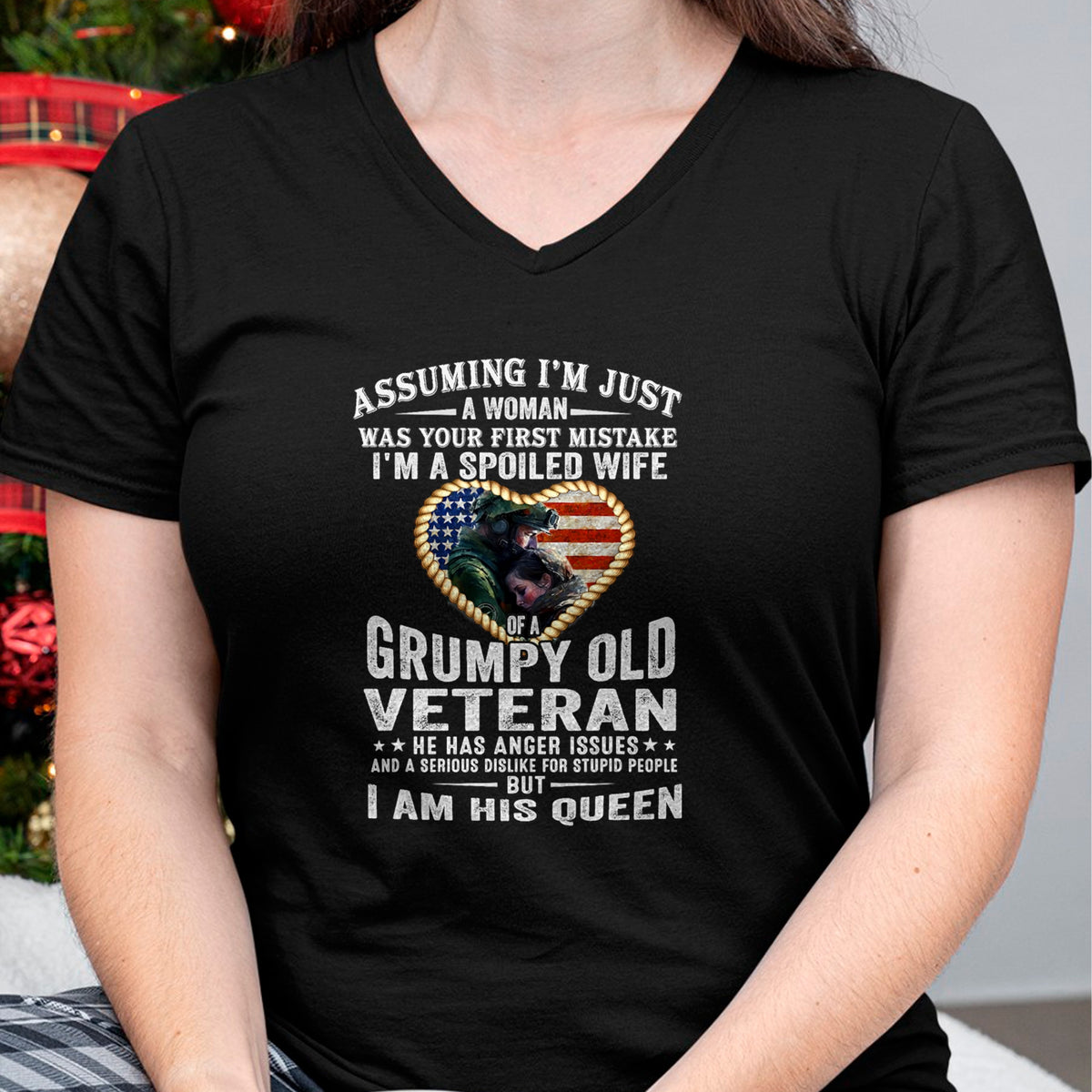 Best Wife Shirt, Wife and Husband Unisex T-Shirt/Hoodie/Sweatshirt HLT00 - Gift for wife T shirt, spoiled wife   I'm A Spoiled Wife Of A Grumpy Old Veteran - Veteran's Wife T- (1)