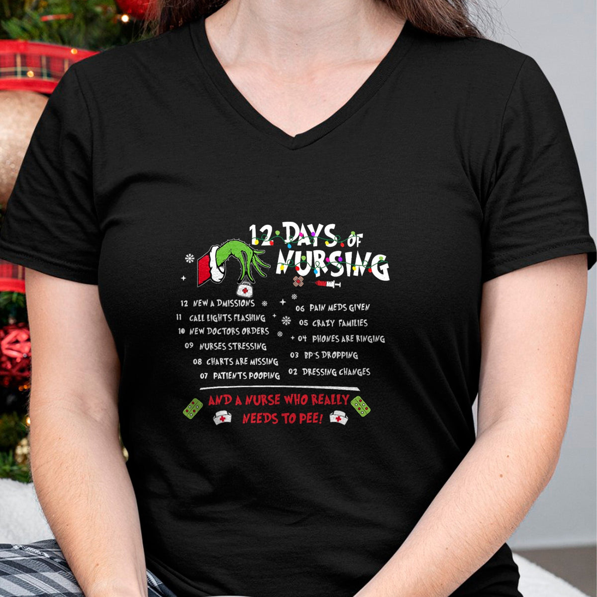 Funny Nurse Shirt, Nurse Unisex T-Shirt/Hoodie/Sweatshirt HLT00 - Nurses Merry Christmas Funny 12 Days of Nursing Xmas Women T-Shirt