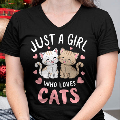 Cat Love Shirt, Funny Cat Lover Gift UnisexT-Shirt/Hoodie/Sweatshirt HLT00 - Cat Lover Just A Girl Who Loves Cats T-Shirt (1)