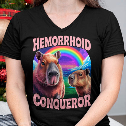 Cute Capybara Shirt, Funny Capybara Unisex T-Shirt/Hoodie/Sweatshirt HLT00 - Hemorrhoids Conqueror Capybara Jokes Funny Hemorrhoid T-Shirt