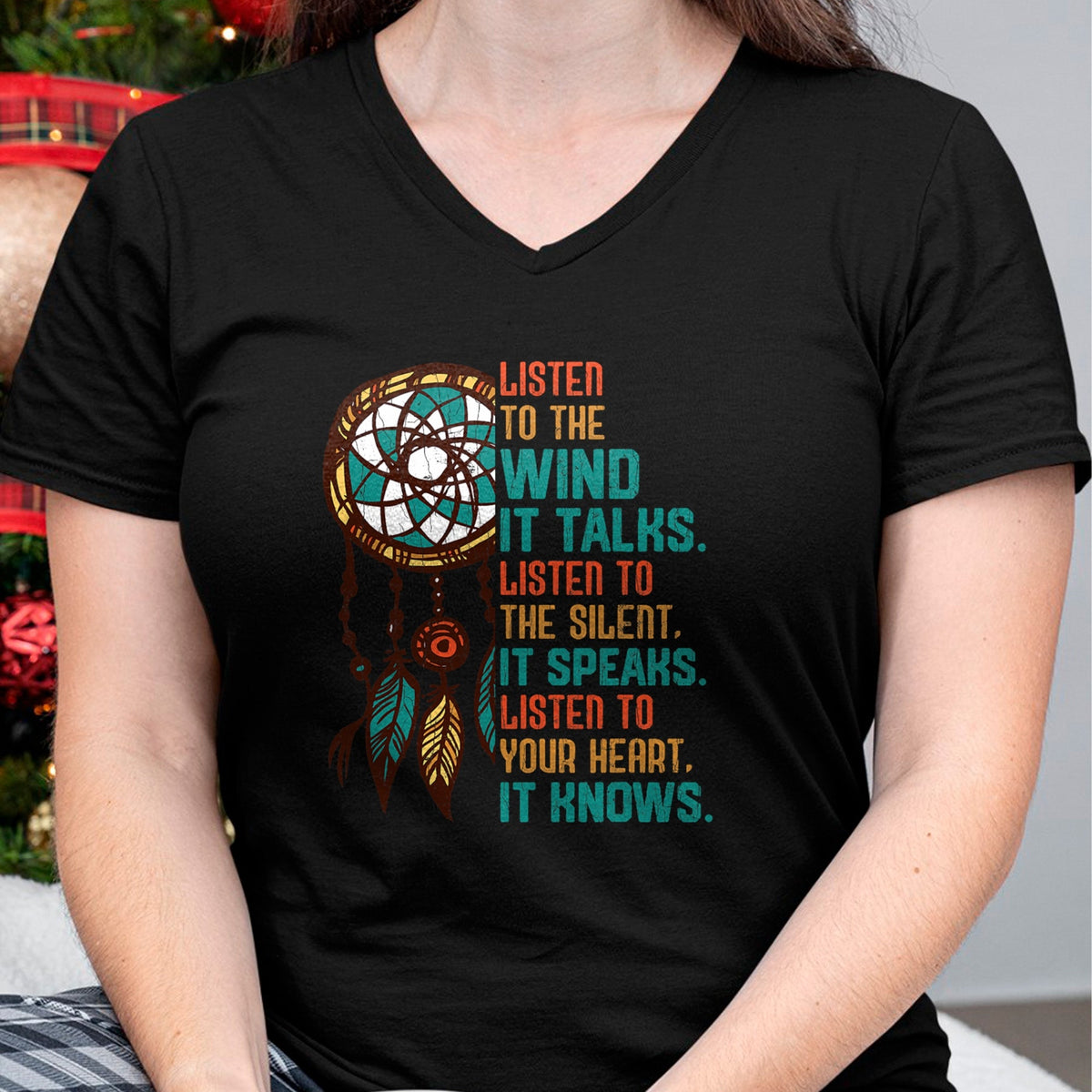 Native American T-Shirts, Vintage Native American Unisex T-Shirt/Hoodie/Sweatshirt HLT00 - Listen To The Wind It Talks Fun Native American Day Graphic