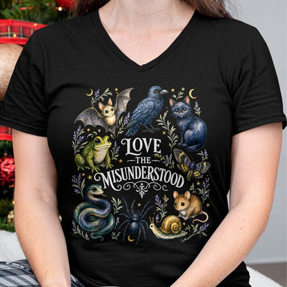 Cat Love Shirt, Funny Cat Lover Gift UnisexT-Shirt/Hoodie/Sweatshirt HLT00 - Love The Misunderstood Bat Frog Raven Snake Cat Moth Spider T-Shirt (2)