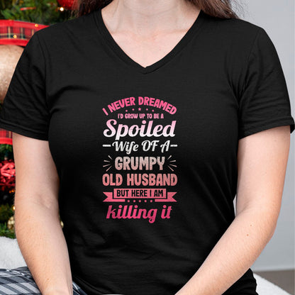Best Wife Shirt, Wife and Husband Unisex T-Shirt/Hoodie/Sweatshirt HLT00 - Gift for wife T shirt, spoiled wife   Grumpy Old Husband A Spoiled Wife Funny For Spouse Wives T-Shi (1)