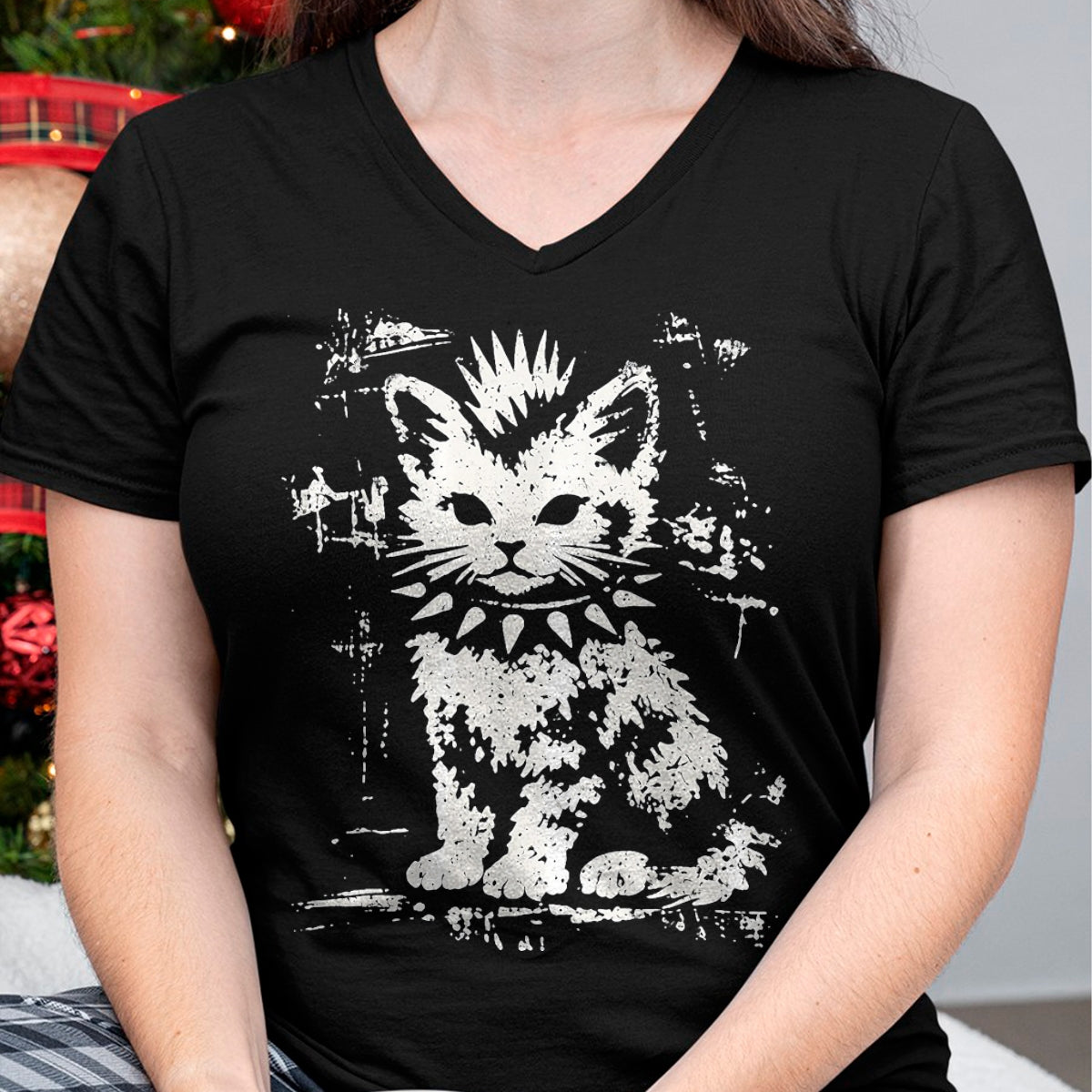 Cat Love Shirt, Funny Cat Lover Gift UnisexT-Shirt/Hoodie/Sweatshirt HLT00 - Punk Cat Grunge Rebel Cat Alternative Style T-Shirt, Women, Black, X-Large