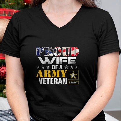 Best Wife Shirt, Wife and Husband Unisex T-Shirt/Hoodie/Sweatshirt HLT00 - Gift for wife T shirt, lucky wife   Proud Wife Of A Army Veteran American Flag Military Gift T-Shirt