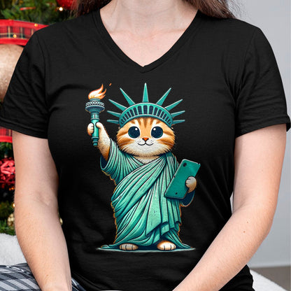Cat Love Shirt, Funny Cat Lover Gift UnisexT-Shirt/Hoodie/Sweatshirt HLT00 - Cute Kawaii Cat Statue of Liberty I Love New York NYC T-Shirt