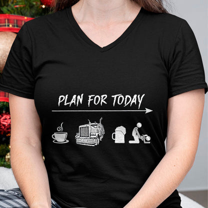 Best Truck Driver Life Shirt, Funny Trucker UnisexT-Shirt/Hoodie/Sweatshirt HLT00 - Plan for Today Coffee Trucking Beer Fuck Tshirt T-Shirt, Men, Dark Heather Grey, XX-Large