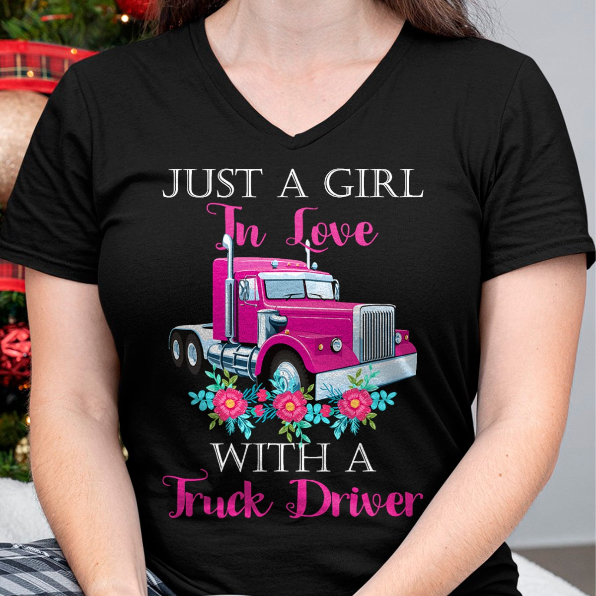 Best Truck Driver Life Shirt, Funny Trucker UnisexT-Shirt/Hoodie/Sweatshirt HLT00 - Just A Girl In Love With A Truck Driver Partner T-Shirt