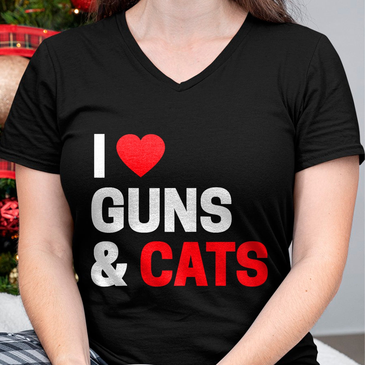Cat Love Shirt, Funny Cat Lover Gift UnisexT-Shirt/Hoodie/Sweatshirt HLT00 - Cat Lovers Gifts for Men _ Women Funny I Love Guns _ Cats T-Shirt (1)