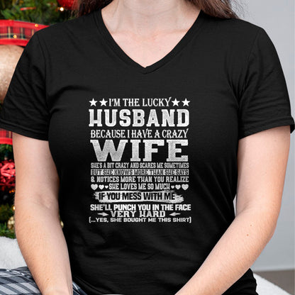 Best Wife Shirt, Wife and Husband Unisex T-Shirt/Hoodie/Sweatshirt HLT00 - Gift for wife T shirt, lucky wife   I Am A Lucky Husband I Have A Crazy Wife Christmas Birthday T-Sh (1)