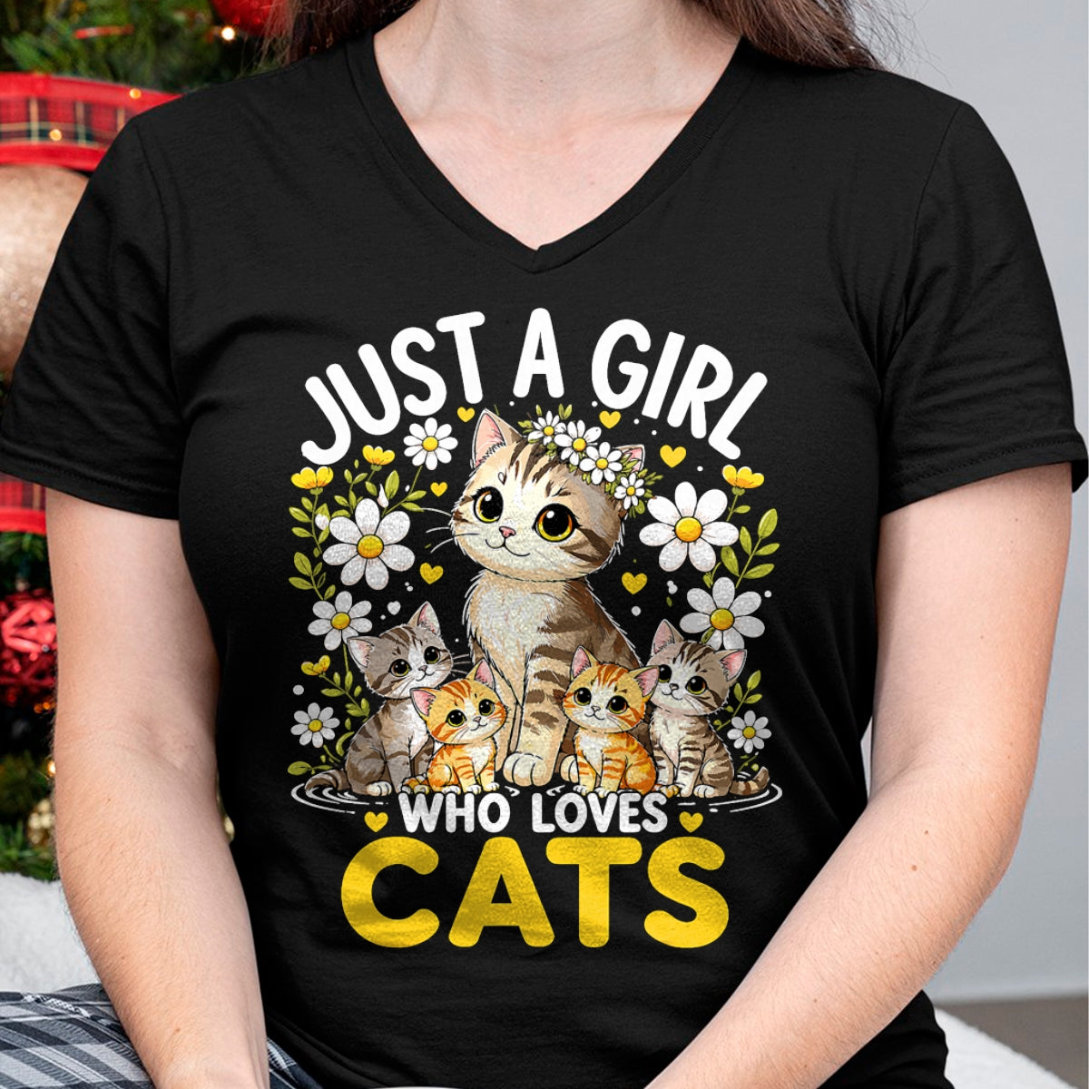 Cat Love Shirt, Funny Cat Lover Gift UnisexT-Shirt/Hoodie/Sweatshirt HLT00 - Cute Cat Lover Just A Girl Who Loves Cats T-Shirt